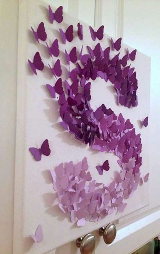 Декор бумажными бабочками