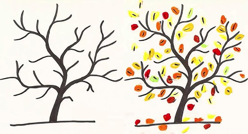 Осеннее дерево с мелками
