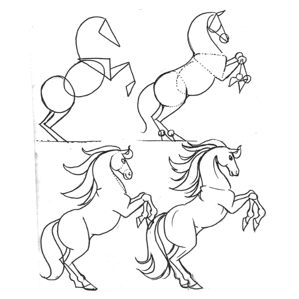 Рисунок лошади из геометрических фигур
