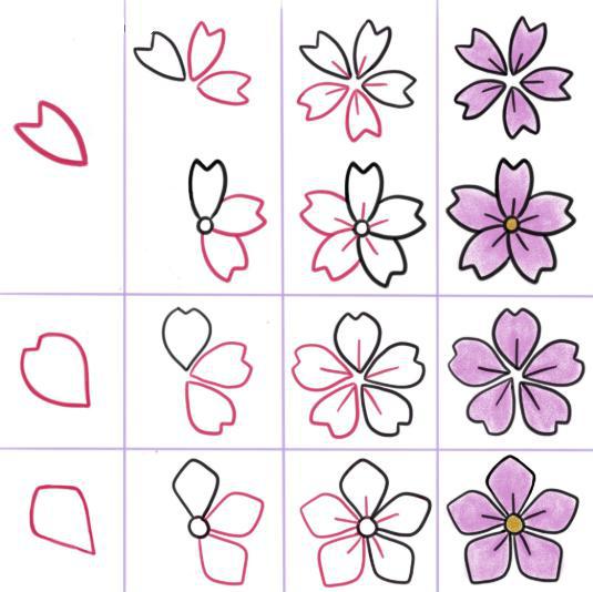 Как можно нарисовать цветы - пошаговые схемы - Handskill.ru