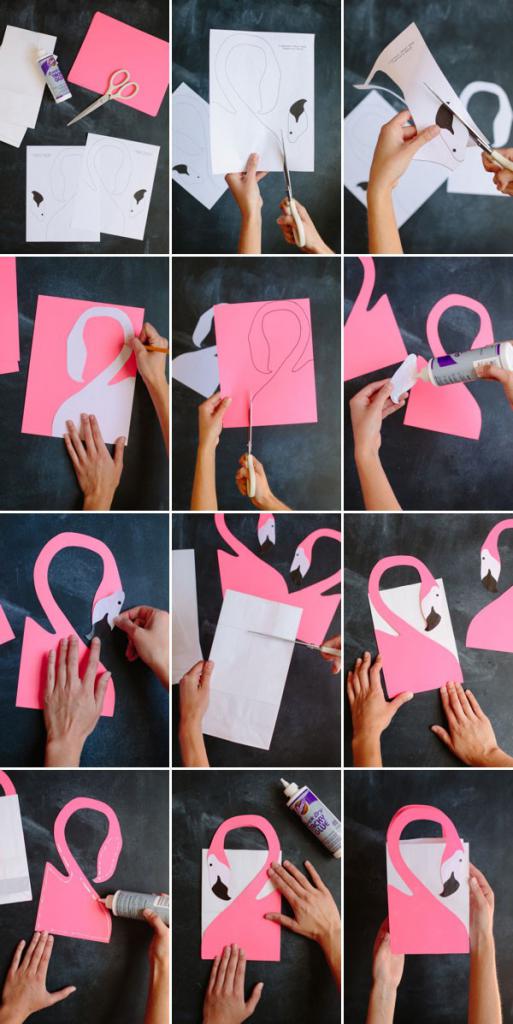 Бумажный пакет фламинго