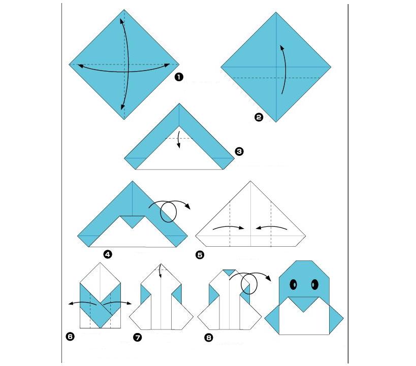 схема оригами пингвина