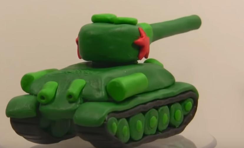 танк Т-34 из пластилина