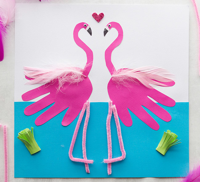 аппликация фламинго из цветной бумаги