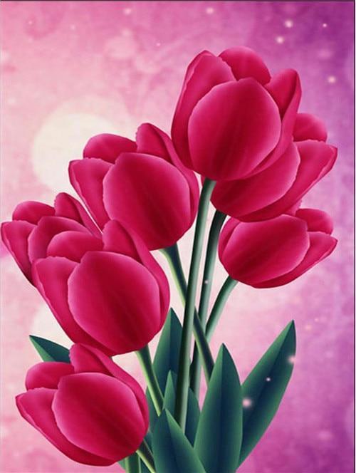 тюльпаны на розовом фоне