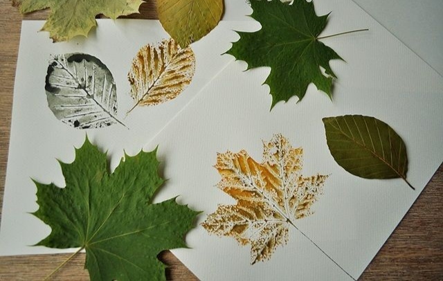 Отпечаток листьев с помощью красок