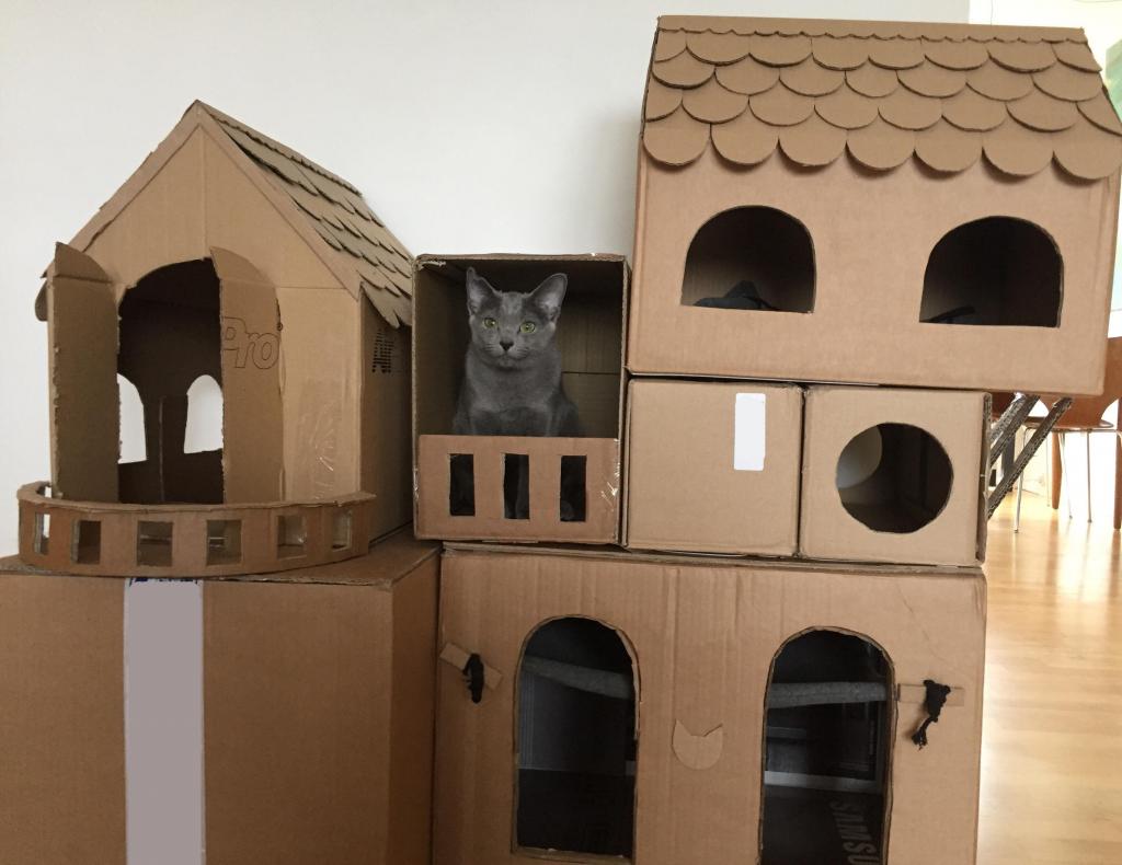Игровой комплекс для кошки из картона
