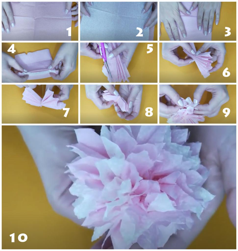 Схема создания цветка-помпона