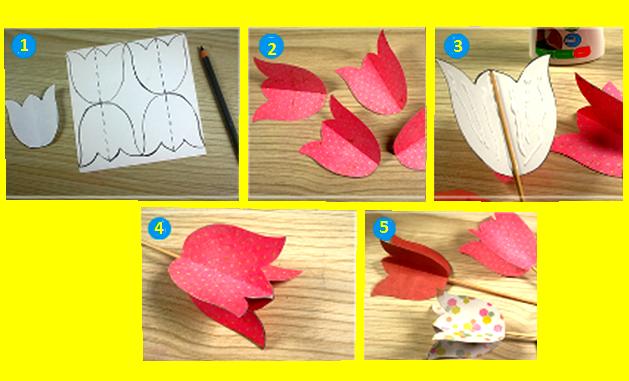 Как сделать цветы из бумаги тюльпаны