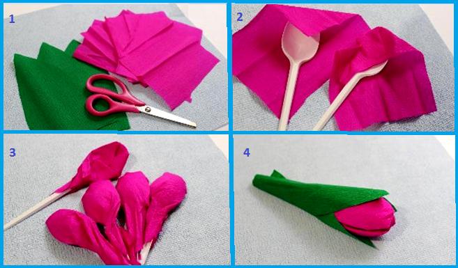 Бумажные тюльпаны с ложками